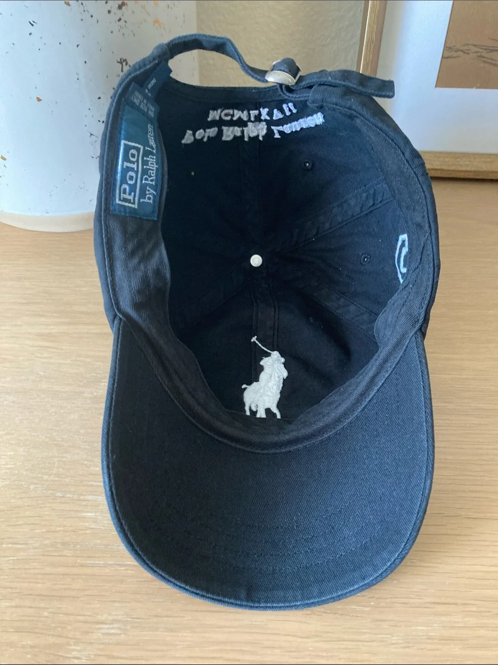 Vintage Polo by Ralph Lauren Black Cap with White Polo Pony Embroidery back